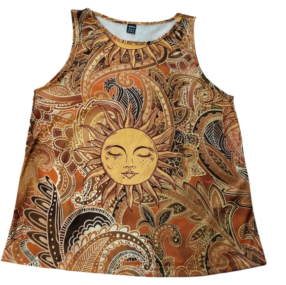 SHEIN NIB Gold and Orange Celestial Tank Top MED - Picture 1 of 9